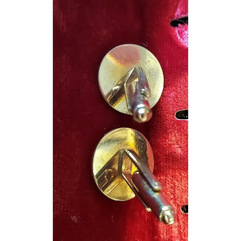 Gold-tone Cufflinks / Cuff‎ Links Vintage Diamond Patterned Men's Jewelry cl-